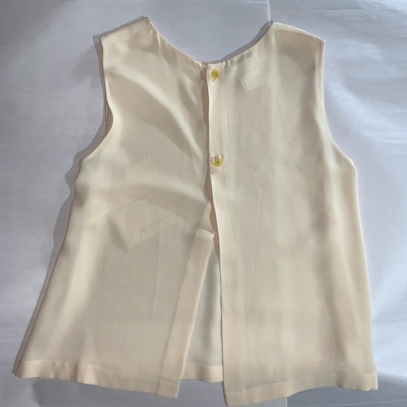 CHANEL size 44 cream silk shell blouse - Picture 9 of 11